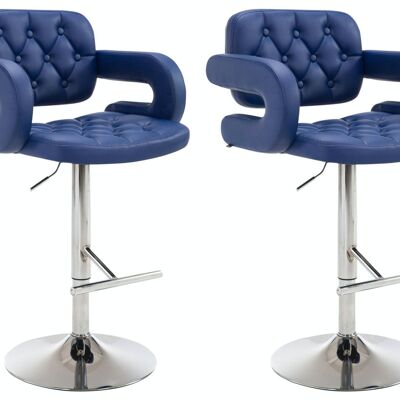 Set van 2 barkrukken Dublin blauw 55x62x103 blauw kunstleer Verchroomd metaal