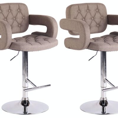 Lot de 2 tabourets de bar Dublin tissu taupe 55x62x103 taupe Matière Métal chromé