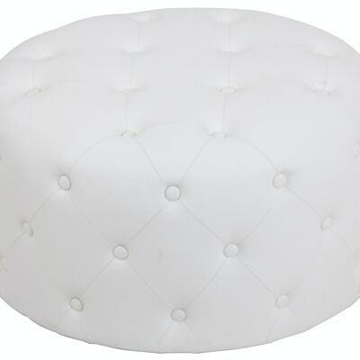 Pouf Corse simili cuir blanc 70x70x37 bois blanc