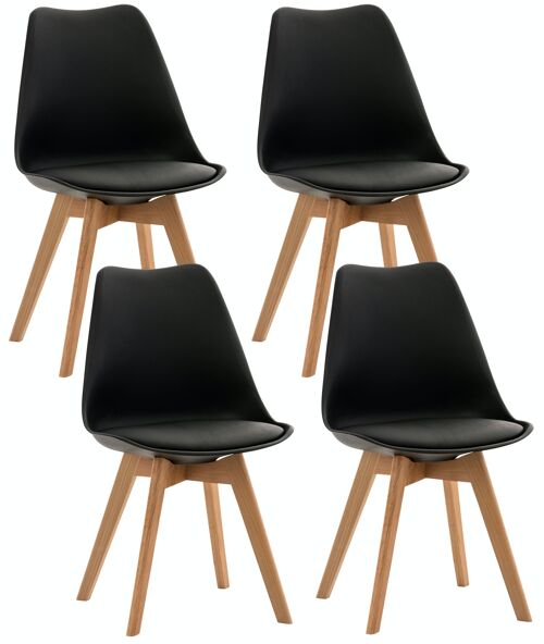 Set van 4 Linares stoelen zwart 50x49x83 zwart kunstleer Hout