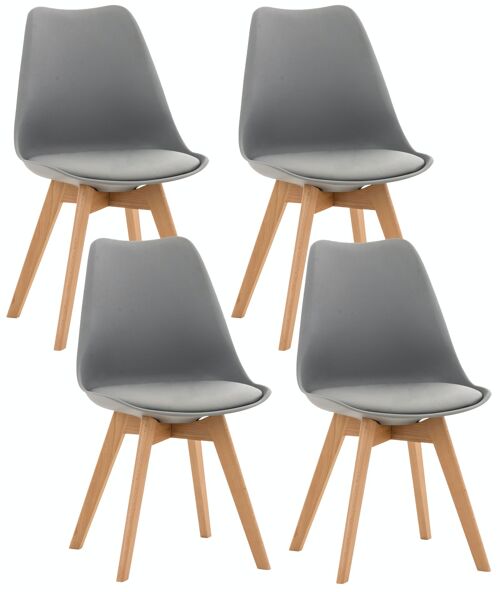 Set van 4 Linares stoelen Grijs 50x49x83 Grijs kunstleer Hout