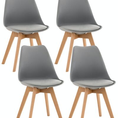 Lot de 4 chaises Linares Gris 50x49x83 Simili cuir gris Bois