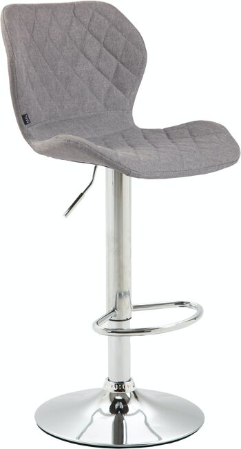 Tabouret de bar tissu liège chrome Gris 51x47x88 Gris Matière métal 1