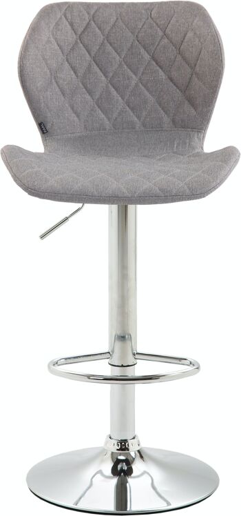 Tabouret de bar tissu liège chrome Gris 51x47x88 Gris Matière métal 2