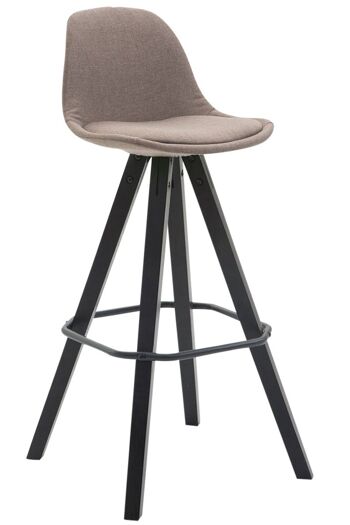 Tabouret de bar Franklin Square tissu noir taupe 44x38x94.5 taupe Matière Bois 1