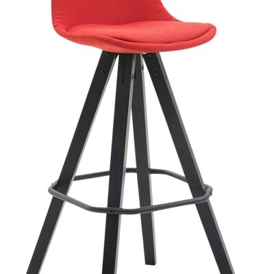 Tabouret de bar Franklin tissu Square noir rouge 44x38x94.5 rouge Matière Bois