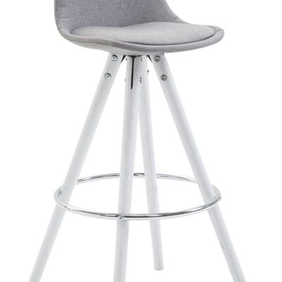 Tabouret de bar Franklin tissu Round blanc Gris 44x38x94.5 Gris Matière Bois