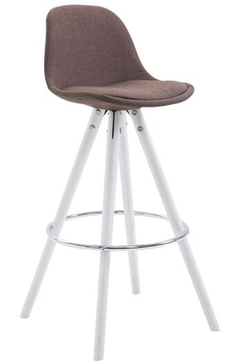 Tabouret de bar Franklin tissu Round blanc marron 44x38x94.5 marron Matière Bois 1