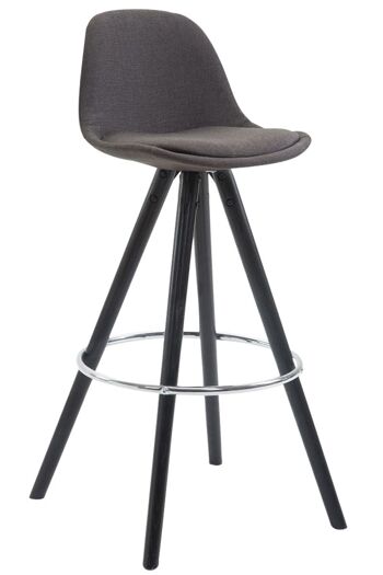 Tabouret de bar Franklin rond en tissu noir gris foncé 44x38x94,5 gris foncé Matière Bois 1