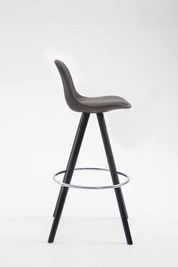 Tabouret de bar Franklin rond en tissu noir gris foncé 44x38x94,5 gris foncé Matière Bois 3