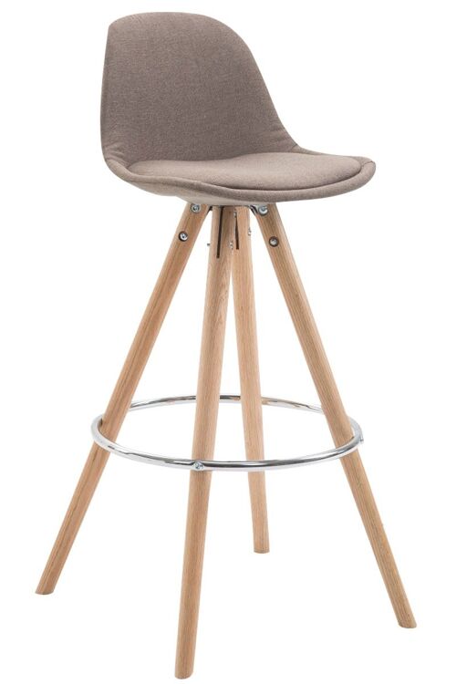 Barkruk Franklin stof rond naturel taupe 44x38x94,5 taupe Materiaal Hout
