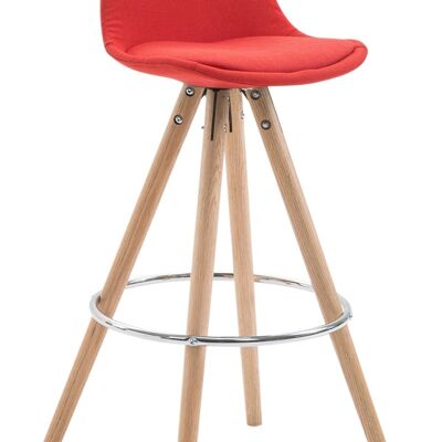 Barkruk Franklin stof rond naturel rood 44x38x94,5 rood Materiaal Hout