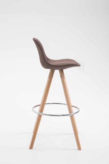 Tabouret de bar Franklin tissu rond marron naturel 44x38x94,5 marron Matière Bois 3