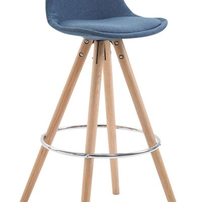 Barkruk Franklin stof rond naturel blauw 44x38x94,5 blauw Materiaal Hout