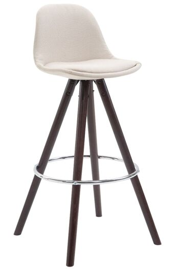 Tabouret de bar Franklin tissu rond cappuccino crème 44x38x94,5 crème Matière Bois 1