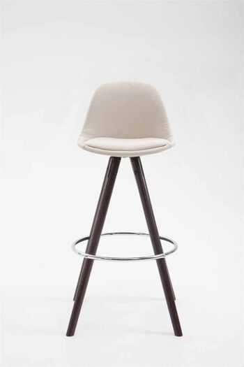 Tabouret de bar Franklin tissu rond cappuccino crème 44x38x94,5 crème Matière Bois 2