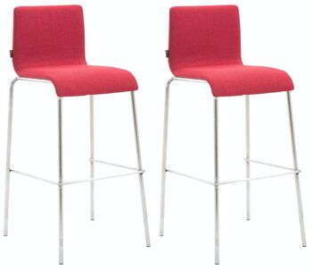 Lot de 2 tabourets de bar Cadeau tissu rond plat inox rouge 45x43x101 rouge Matière métal 1