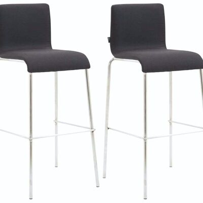 Set of 2 bar stools Gift fabric round flat stainless steel black 45x43x101 black Material metal