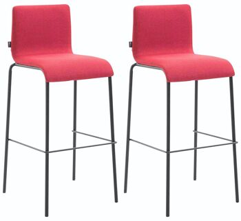 Lot de 2 tabourets de bar Cadeau tissu rond plat noir rouge 45x43x101 rouge Matière métal 1