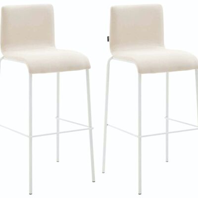 Set of 2 bar stools Gift fabric round flat white cream 45x43x101 cream Material metal
