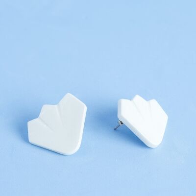 Boucles d'oreilles en porcelaine mosaïque blanche