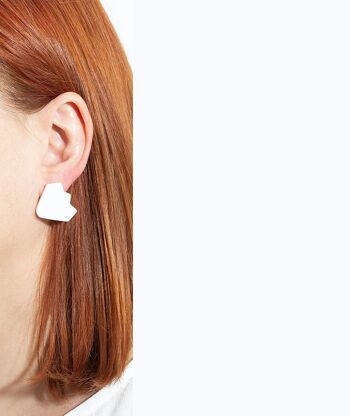 Boucles d'oreilles en porcelaine mosaïque blanche 2
