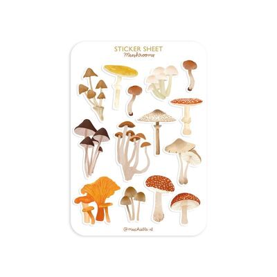 Stickerbogen gestanzt - Pilze Herbst