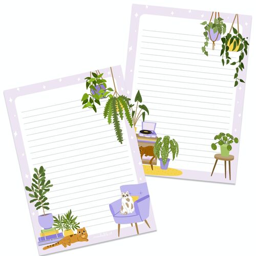 Notepad cats and plants