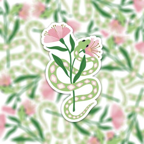 Vinyl sticker snake with flower