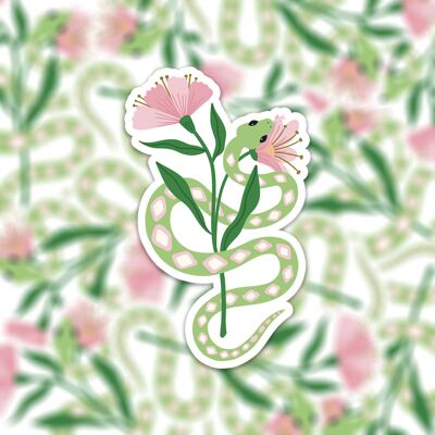 Serpente adesivo in vinile con fiore