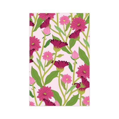 Minicard/gift tag pink flower pattern