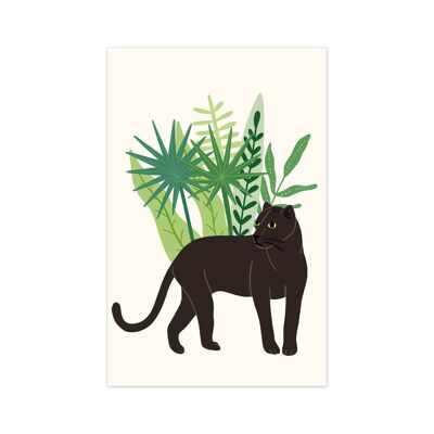Minicard/Geschenkanhänger Panther mit Pflanzen