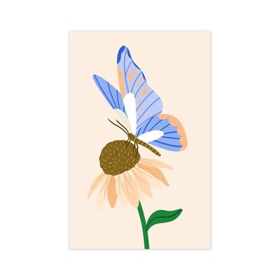Minicarte/étiquette cadeau fleur avec papillon