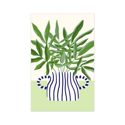 Minicarte/étiquette cadeau jolie plante illustrée