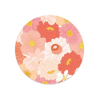 Round sticker pink flowers