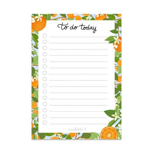 Notepad to do today oranges