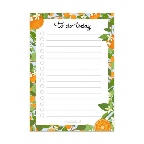 Notepad to do today oranges