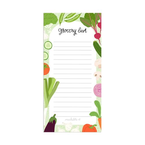Notepad grocery list veggies
