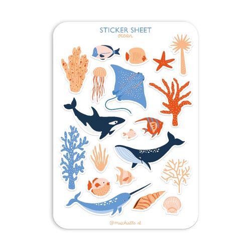 A5 stickersheet ocean animals sea