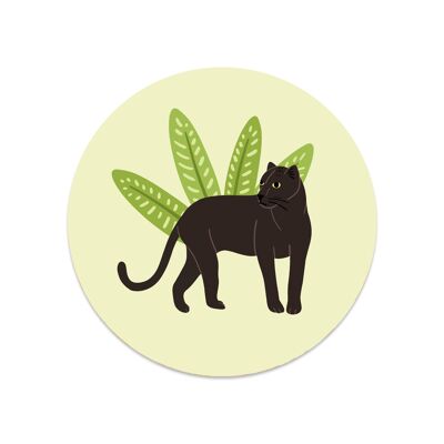 Round sticker plack panther