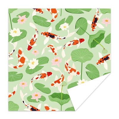 Diseño de patrón de carpa Koi de papel de regalo de lujo