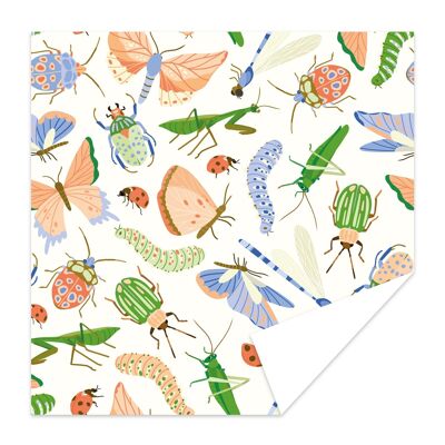 Papel de regalo de lujo pequeños insectos patrón escarabajos y mariposas