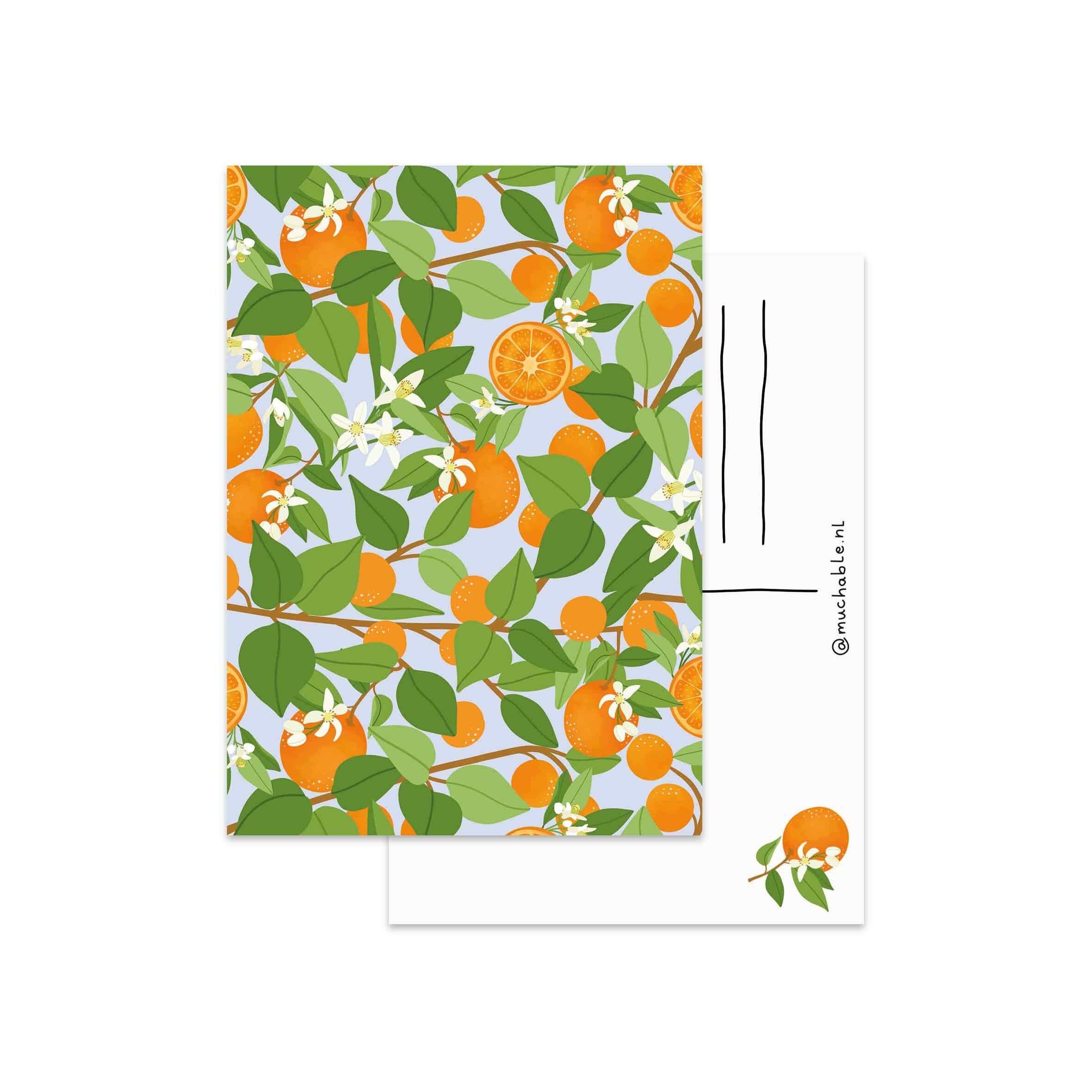 Kaart sinaasappels blauw