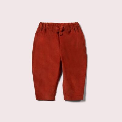 Pantaloni comodi in corda color ocra bruciata