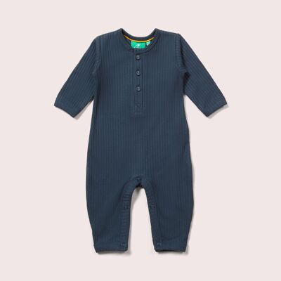 Combi-short bio côtelé bleu marine minuit