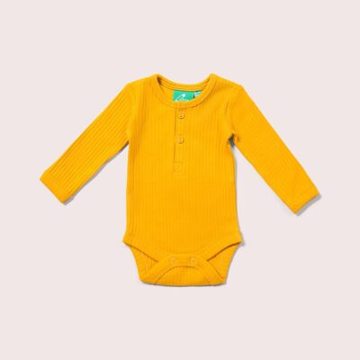 Gold Ribbed Long Sleeve Organic Baby Bodysuit