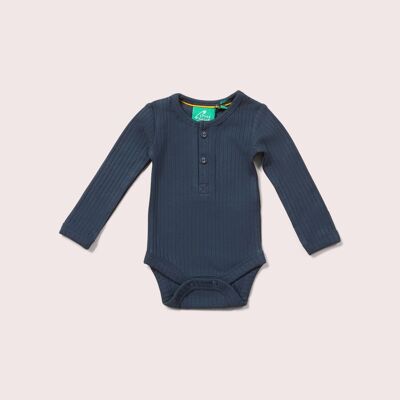 Midnight Navy Ribbed Long Sleeve Organic Baby Bodysuit
