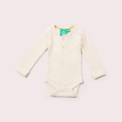 Oatmeal Ribbed Long Sleeve Organic Baby Bodysuit