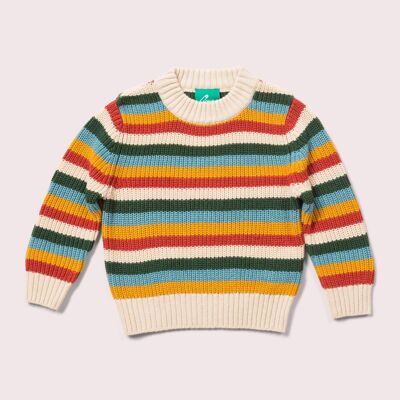 Dall'uno all'altro maglione lavorato a maglia a righe arcobaleno
