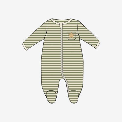 Green Star Applique Zip Babygrow